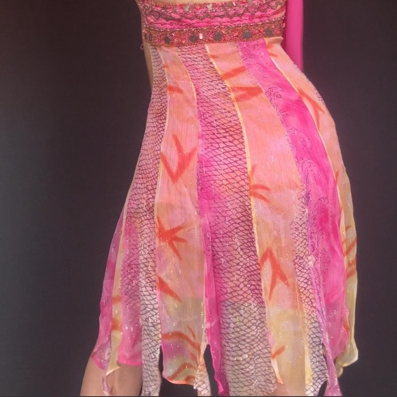 Vintage Silk Beaded Beaded Dress, Sz 6 - Picture 7 of 7